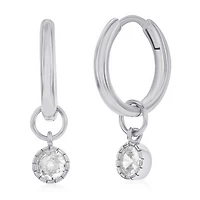 Anneaux en Argent Sterling avec Zircon Cubique Suspendu. Color: argent | Doucet Latendresse