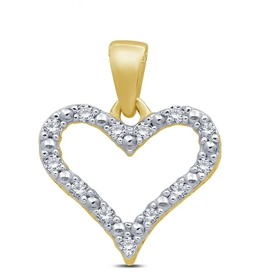 10K Gold Open Heart Diamond Pendant. Color: yellow | Doucet Latendresse