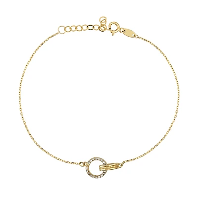 10K 2-Tone Gold Bracelet - Circle of Life Charm. Color: yellow | Doucet Latendresse