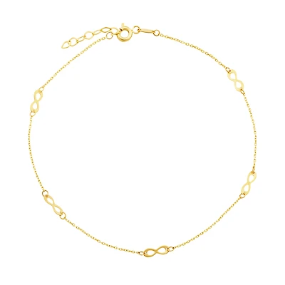 10K Yellow Gold Infinity Anklet. Color: yellow | Doucet Latendresse