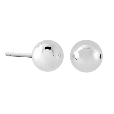 Boucles d'oreilles billes et 6mm à tiges fixes - Or blanc 10K. Color: blanc | Doucet Latendresse