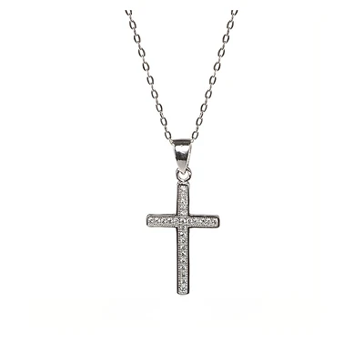 Collier Pendentif Croix en Argent avec Zircon Cubique. Color: argent | Doucet Latendresse