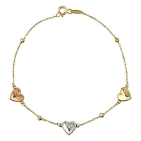 Bracelet Cœurs en Or 10K Trois Tons | Doucet Latendresse
