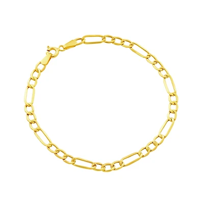 10K Yellow Gold Figaro Chain Bracelet. Color: yellow | Doucet Latendresse