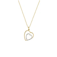 Collier pendentif en or 2-ton 10K - Charme en forme de double coeur | Doucet Latendresse