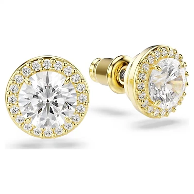 Clous d'Oreilles Una Angelic en Métal Plaqué Or avec Cristaux Swarovski - 0.9 x 0.9 cm. Color: jaune | Doucet Latendresse