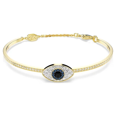 Symbolica Evil Eye Bangle in Gold Plated Metal with Swarovski Crystals - 6.5