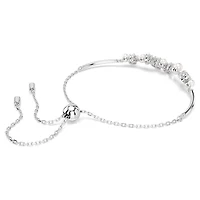 Constella Bangle in Rhodium-Plated Metal with Pearls and Swarovski Crystals - 9.5