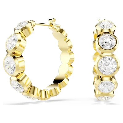Imber Hoop Earrings in Gold Plated Metal with Swarovski Crystals - 2.4 x 0.7 cm. Color: yellow | Doucet Latendresse
