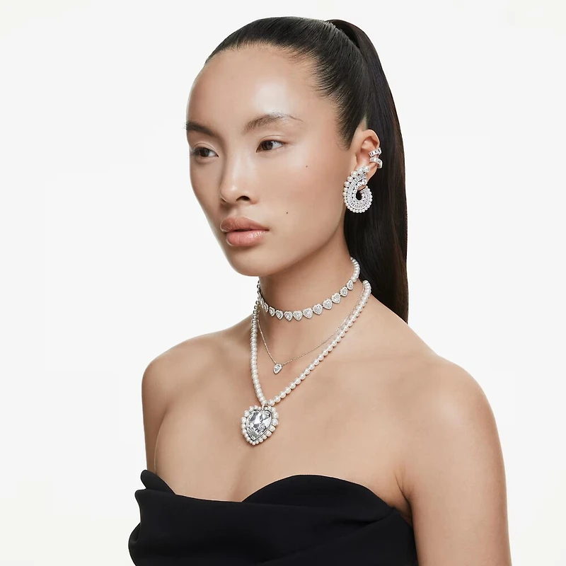 Collier Ariana Grande x Swarovski en Métal Rhodié avec Cristaux Swarovski - 38 - 45 cm. Color: blanc | Doucet Latendresse