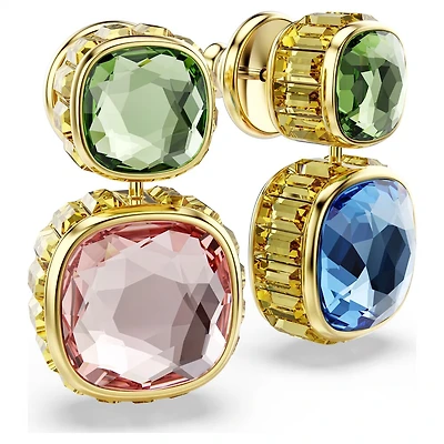 Pendantes d’Oreilles Chroma en Métal Plaqué Or avec Cristaux Swarovski - 2.3 x 1.3 cm. Color: jaune | Doucet Latendresse