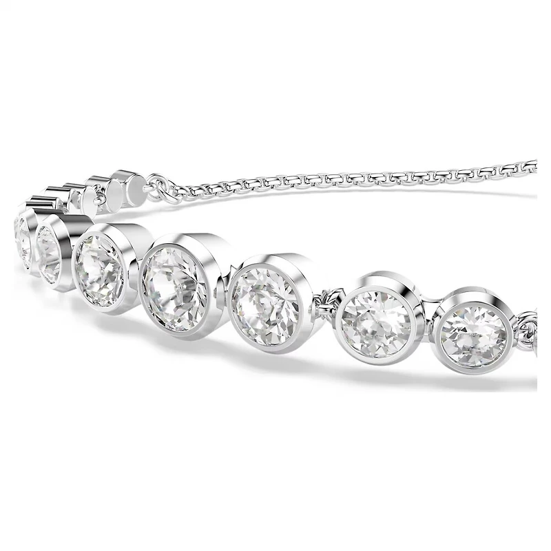 Bracelet Imber en Métal Rhodié avec Cristaux Swarovski - 24cm. Color: blanc | Doucet Latendresse