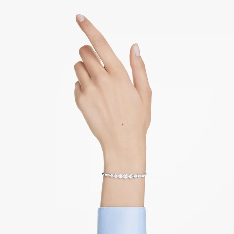 Bracelet Imber en Métal Rhodié avec Cristaux Swarovski - 24cm. Color: blanc | Doucet Latendresse