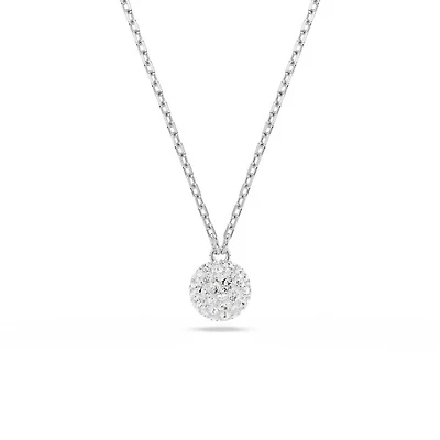Collier Pendentif Boule Pavée en Cristal Plaqué Rhodium. Color: blanc | Doucet Latendresse