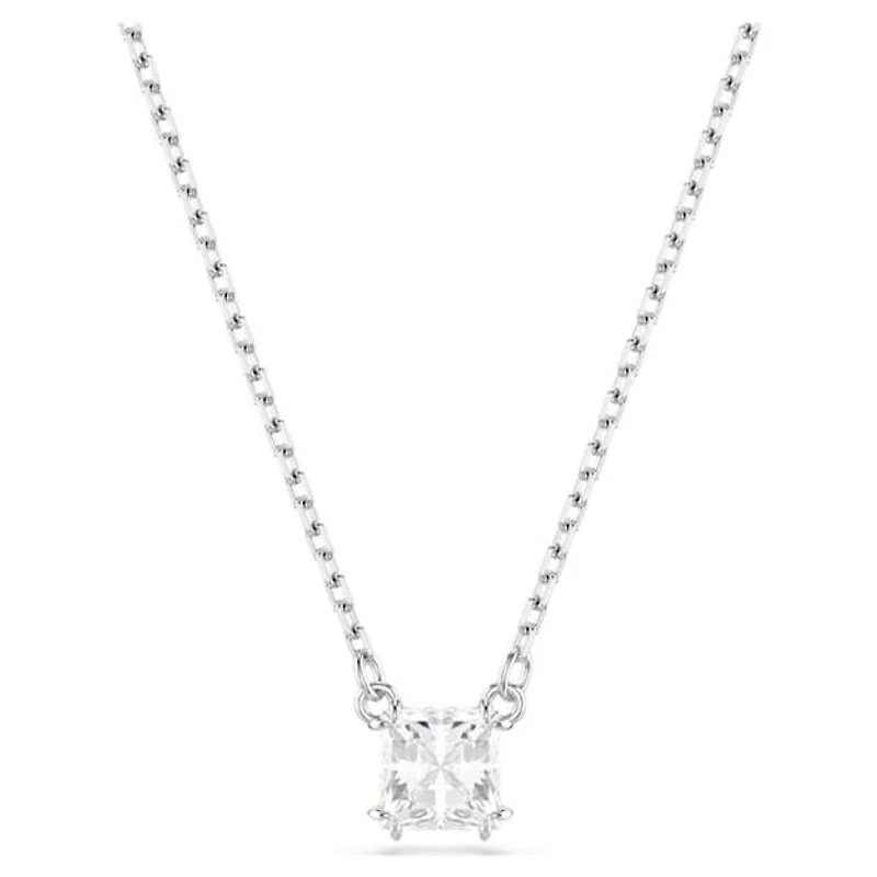 Collier Stilla Attract en Métal Rhodié avec Cristal Swarovski - 45cm. Color: blanc | Doucet Latendresse
