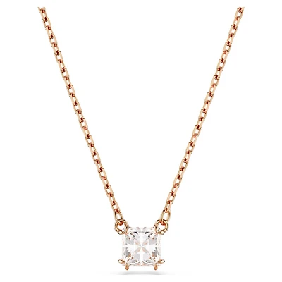 Stilla Attract Necklace in Rose Gold Plated Metal with Swarovski Crystal - 38 - 45 cm. Color: pink | Doucet Latendresse