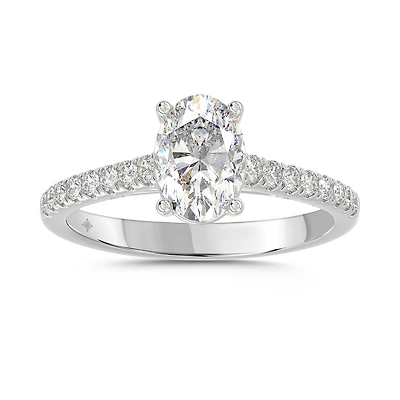 Bague de Fiançailles en Or 14K avec Diamant de Laboratoire Ovale. Color: blanc | Doucet Latendresse