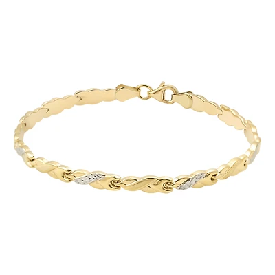 10K Gold Twist Link Bracelet with White Gold Accents | Doucet Latendresse