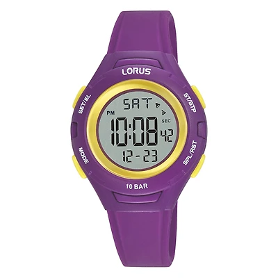 Lorus Purple Digital Sports Watch – 10 BAR, Alarm & Chronograph | Doucet Latendresse