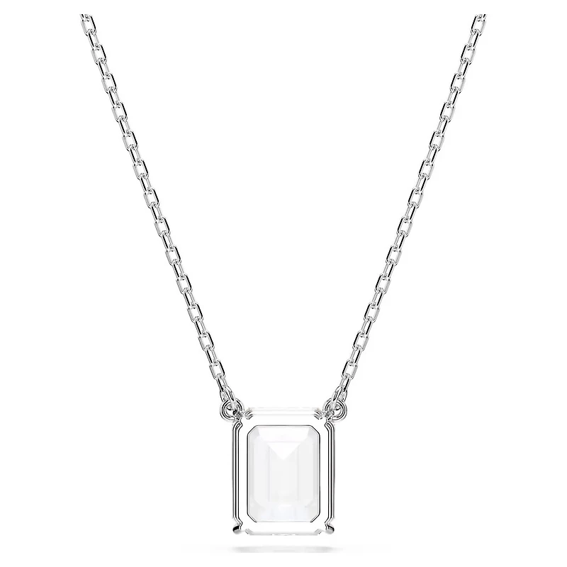 Collier Stilla en Métal Rhodié avec Cristal Swarovski - 40 - 47 cm. Color: blanc | Doucet Latendresse