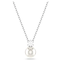 Collier Matrix en Métal Rhodié avec Perle et Cristal Swarovski - 38 - 45 cm. Color: blanc | Doucet Latendresse
