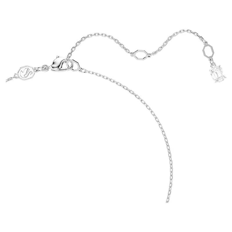 Collier Matrix en Métal Rhodié avec Perle et Cristal Swarovski - 38 - 45 cm. Color: blanc | Doucet Latendresse