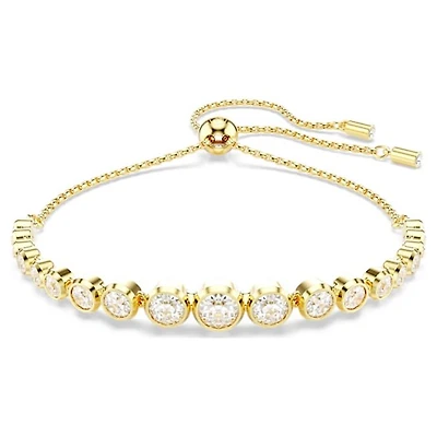 Gold Plated Adjustable Bracelet with Round Crystals. Color: yellow | Doucet Latendresse