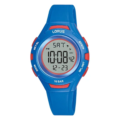 Montre Lorus pour enfant chronographe numerique bracelet bleu | Doucet Latendresse