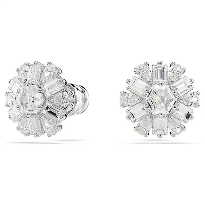 Clou d'Oreilles Idyllia en Métal Rhodié avec Cristaux Swarovski - 11mm. Color: blanc | Doucet Latendresse