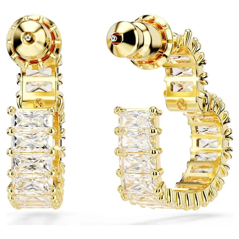 Matrix Hoop Earrings in Gold Plated Metal with Swarovski Crystals