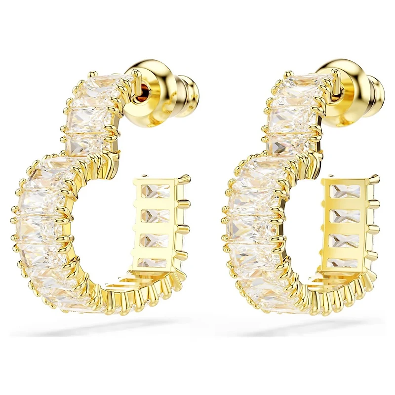 Matrix Hoop Earrings in Gold Plated Metal with Swarovski Crystals