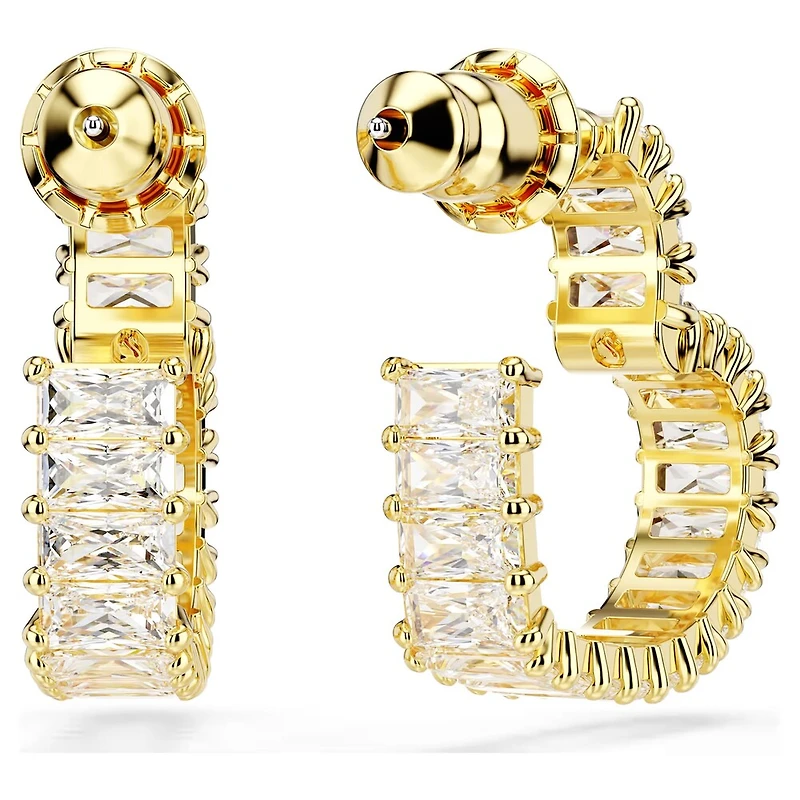 Matrix Hoop Earrings in Gold Plated Metal with Swarovski Crystals