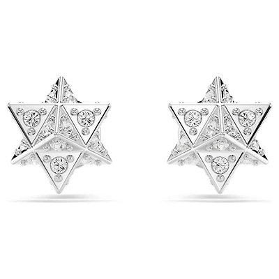 Rhodium Plated Star Stud Earrings with Crystals. Color: white | Doucet Latendresse