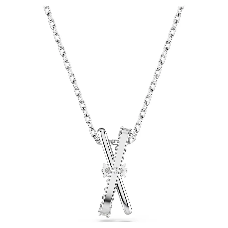 Collier Hyperbola en Métal Rhodié avec Cristaux Swarovski - 38 - 45 cm. Color: blanc | Doucet Latendresse