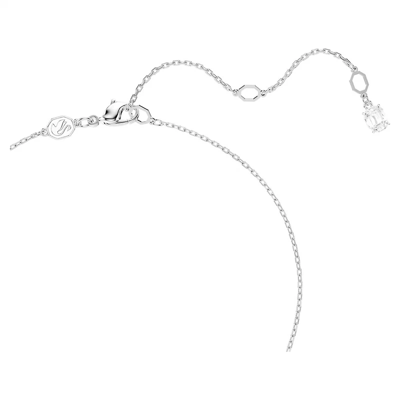 Collier Hyperbola en Métal Rhodié avec Cristaux Swarovski - 38 - 45 cm. Color: blanc | Doucet Latendresse