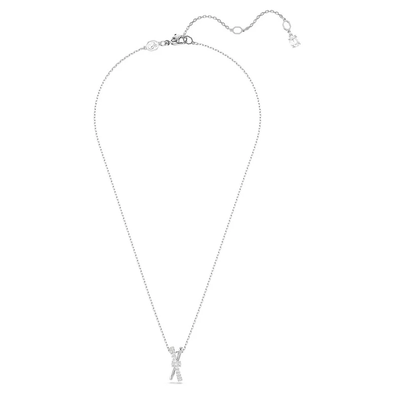 Collier Hyperbola en Métal Rhodié avec Cristaux Swarovski - 38 - 45 cm. Color: blanc | Doucet Latendresse