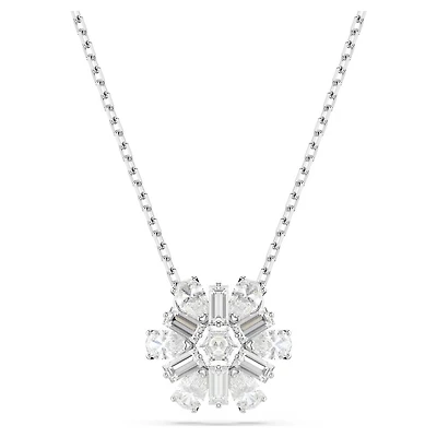 Collier Idyllia avec Flocon de Neige en Métal Rhodié et Cristaux Swarovski - 38 - 45 cm. Color: blanc | Doucet Latendresse