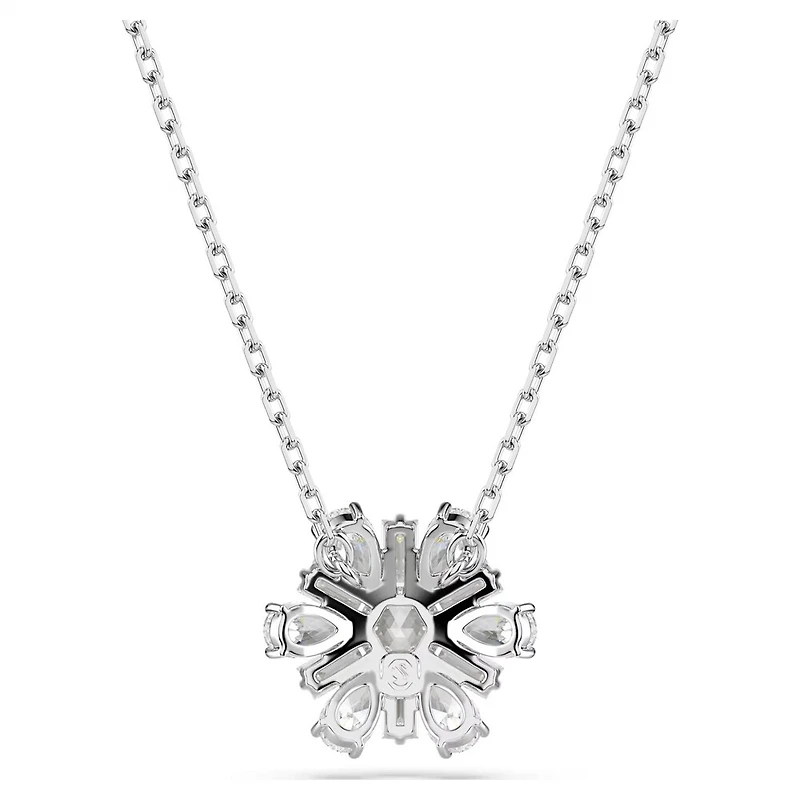 Collier Idyllia avec Flocon de Neige en Métal Rhodié et Cristaux Swarovski - 38 - 45 cm. Color: blanc | Doucet Latendresse