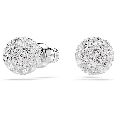 Clou d'Oreilles Dextera en Métal Rhodié avec Cristaux Swarovski - 0.6 x 0.6 cm. Color: blanc | Doucet Latendresse