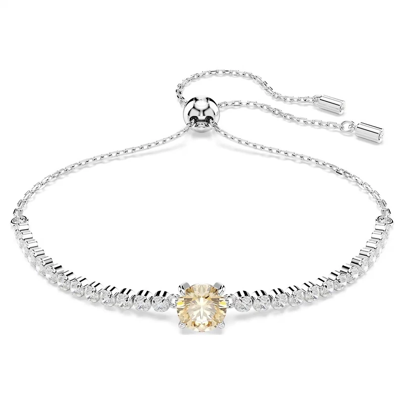 Bracelet Tennis Matrix en Métal Rhodié avec Cristaux Swarovski - 24cm. Color: blanc | Doucet Latendresse