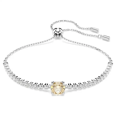 Bracelet Tennis Matrix en Métal Rhodié avec Cristaux Swarovski - 24cm. Color: blanc | Doucet Latendresse