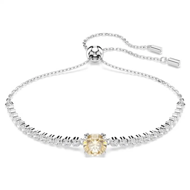 Bracelet Ajustable Plaqué Rhodium avec Cristaux Blancs et Champagne. Color: blanc | Doucet Latendresse