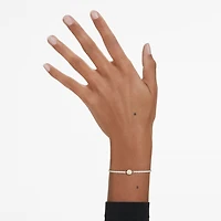 Bracelet Tennis Matrix en Métal Rhodié avec Cristaux Swarovski - 24cm. Color: blanc | Doucet Latendresse