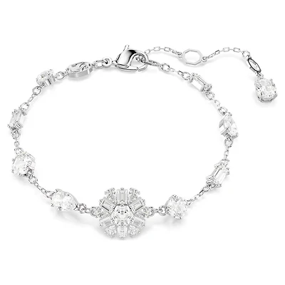 Bracelet Idyllia en Métal Rhodié avec Cristaux Swarovski - 15.5 - 19.5 cm. Color: blanc | Doucet Latendresse