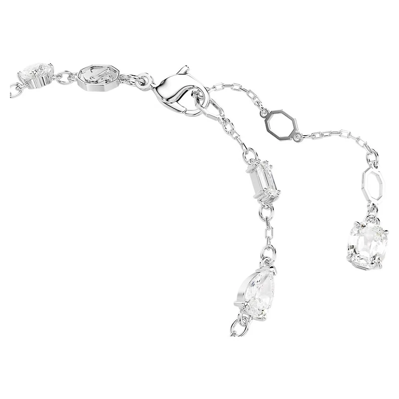 Bracelet Idyllia en Métal Rhodié avec Cristaux Swarovski - 15.5 - 19.5 cm. Color: blanc | Doucet Latendresse