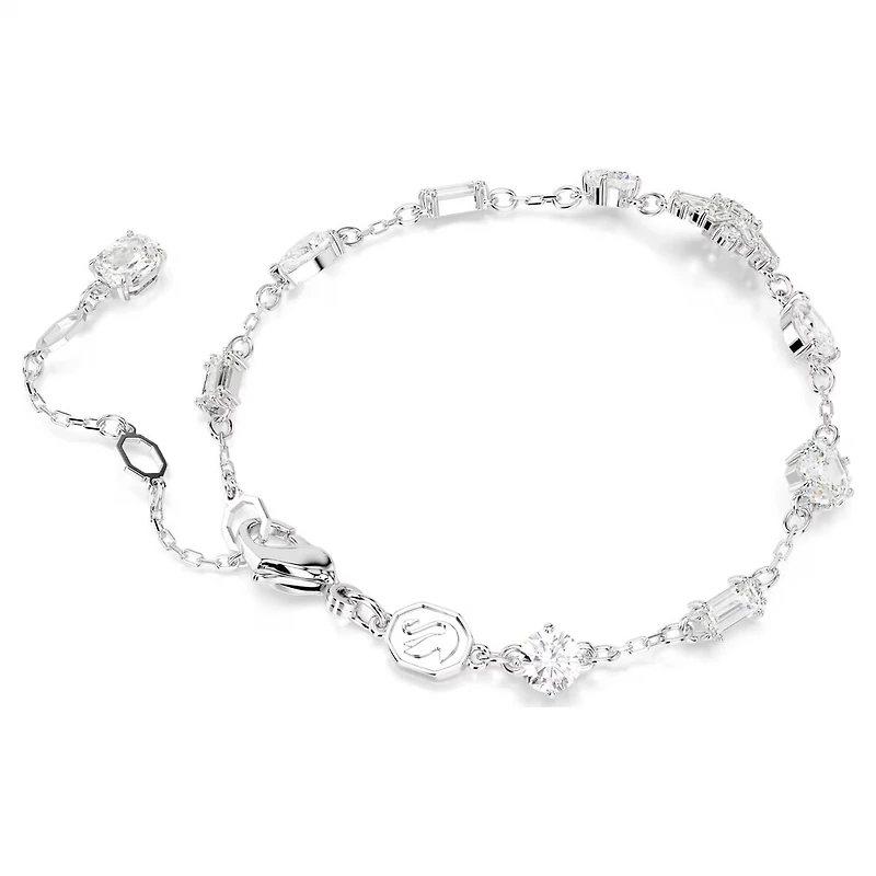 Bracelet Idyllia en Métal Rhodié avec Cristaux Swarovski - 15.5 - 19.5 cm. Color: blanc | Doucet Latendresse
