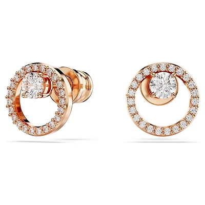Clous d'Oreilles Constella en Métal Plaqué Or Rose avec Cristaux Swarovski - 1 x 1 cm. Color: rose | Doucet Latendresse