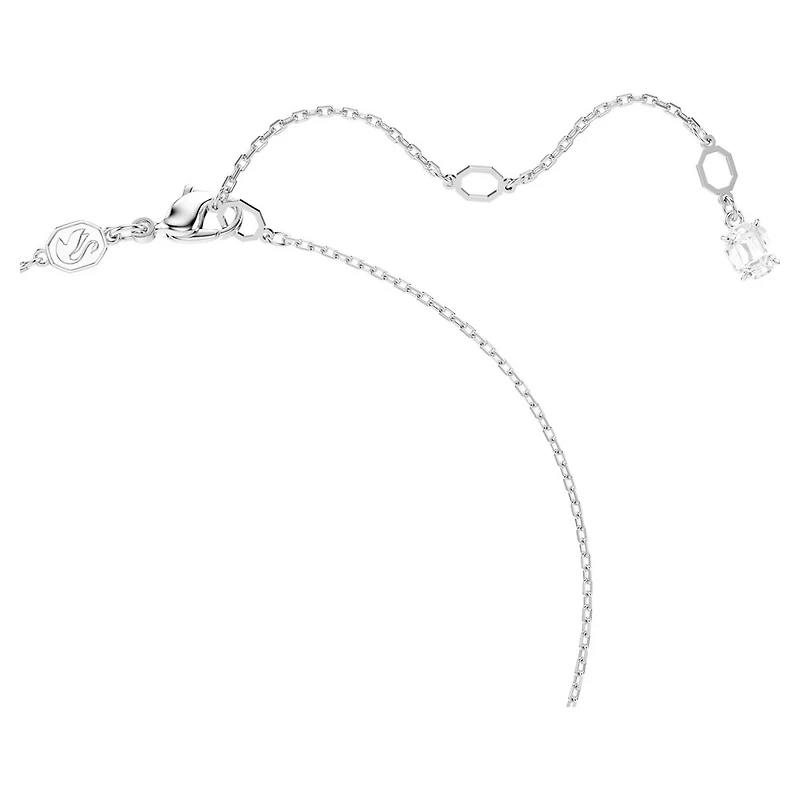 Collier Matrix en Métal Rhodié avec Perle et Cristaux Swarovski - 38 - 45 cm. Color: blanc | Doucet Latendresse