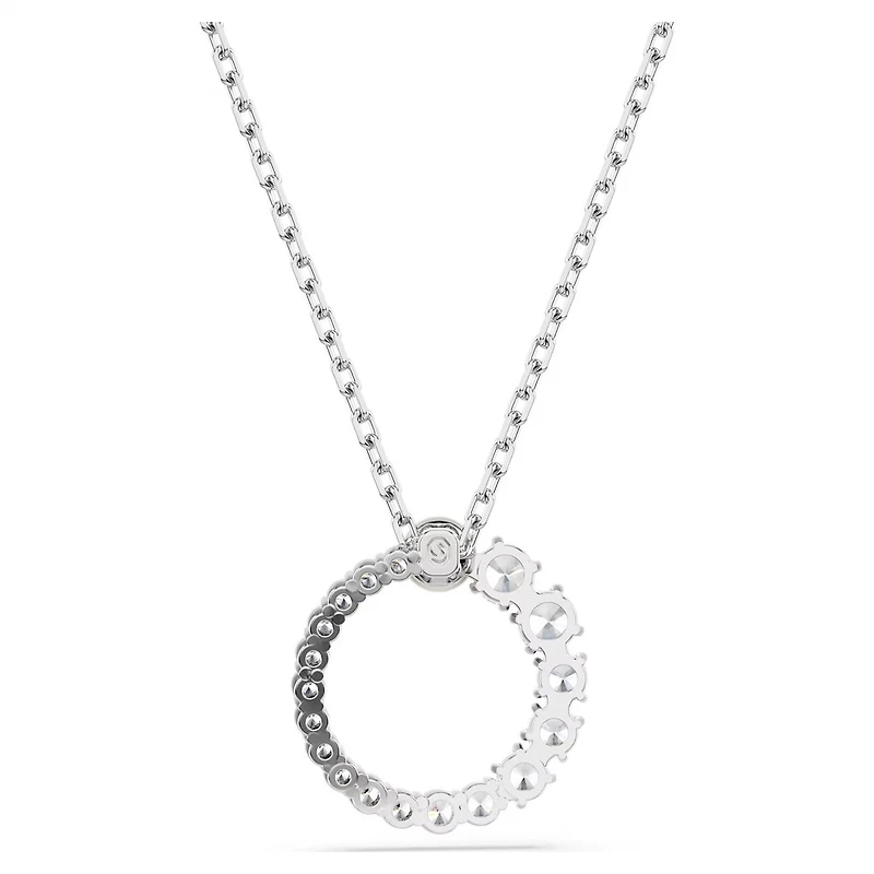 Collier Matrix en Métal Rhodié avec Perle et Cristaux Swarovski - 38 - 45 cm. Color: blanc | Doucet Latendresse