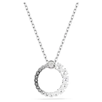 Collier Matrix en Métal Rhodié avec Perle et Cristaux Swarovski - 38 - 45 cm. Color: blanc | Doucet Latendresse